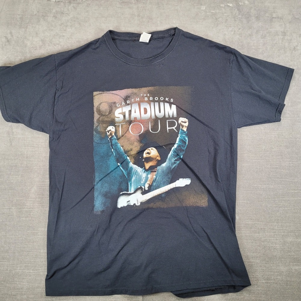 Garth Brooks Stadium Tour Black T Shirt Men's Size Large Cotton Concert Tee‎